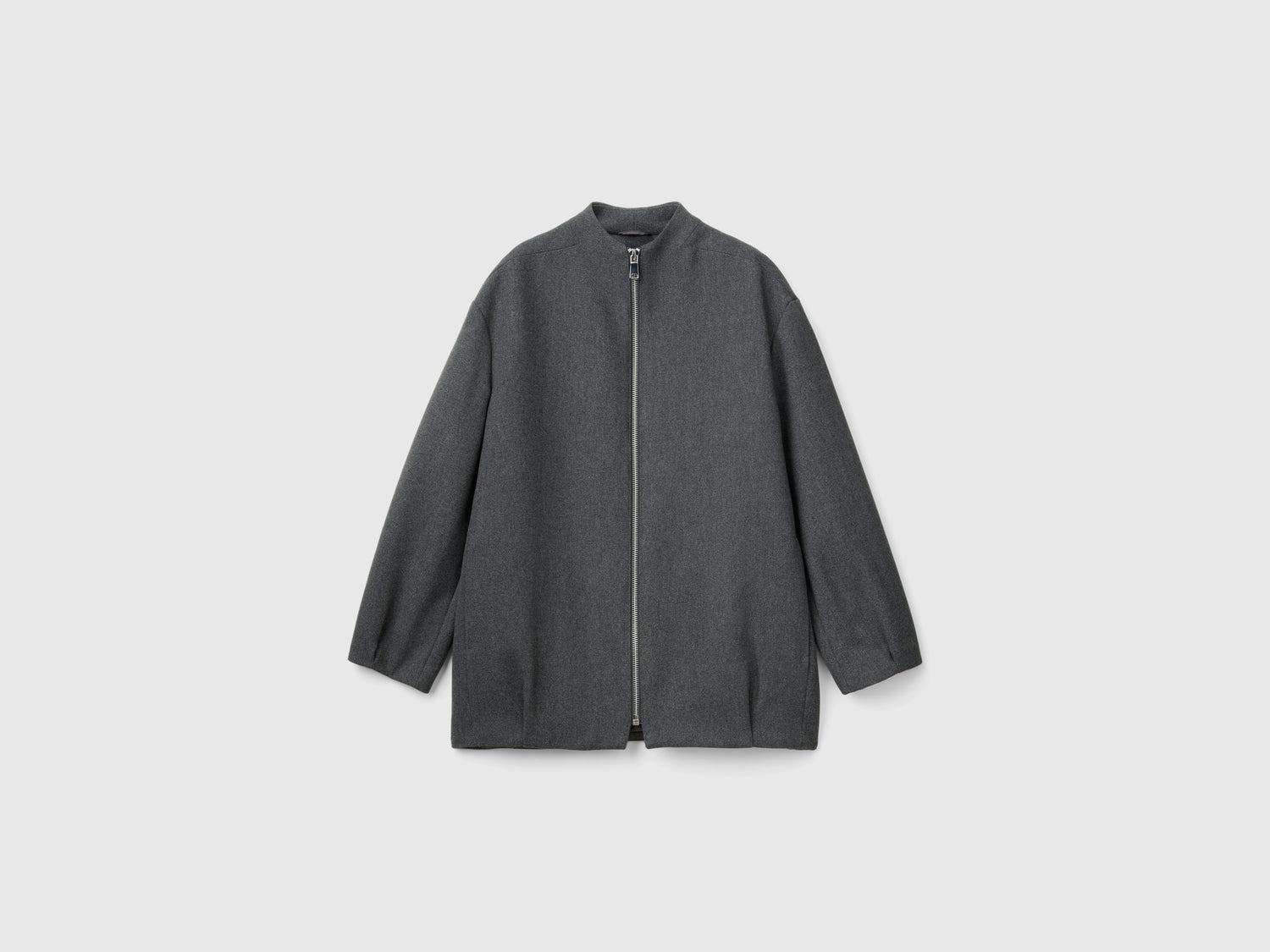 Cappotto bomber in misto lana da donna grigio scuro | Benetton Outlet