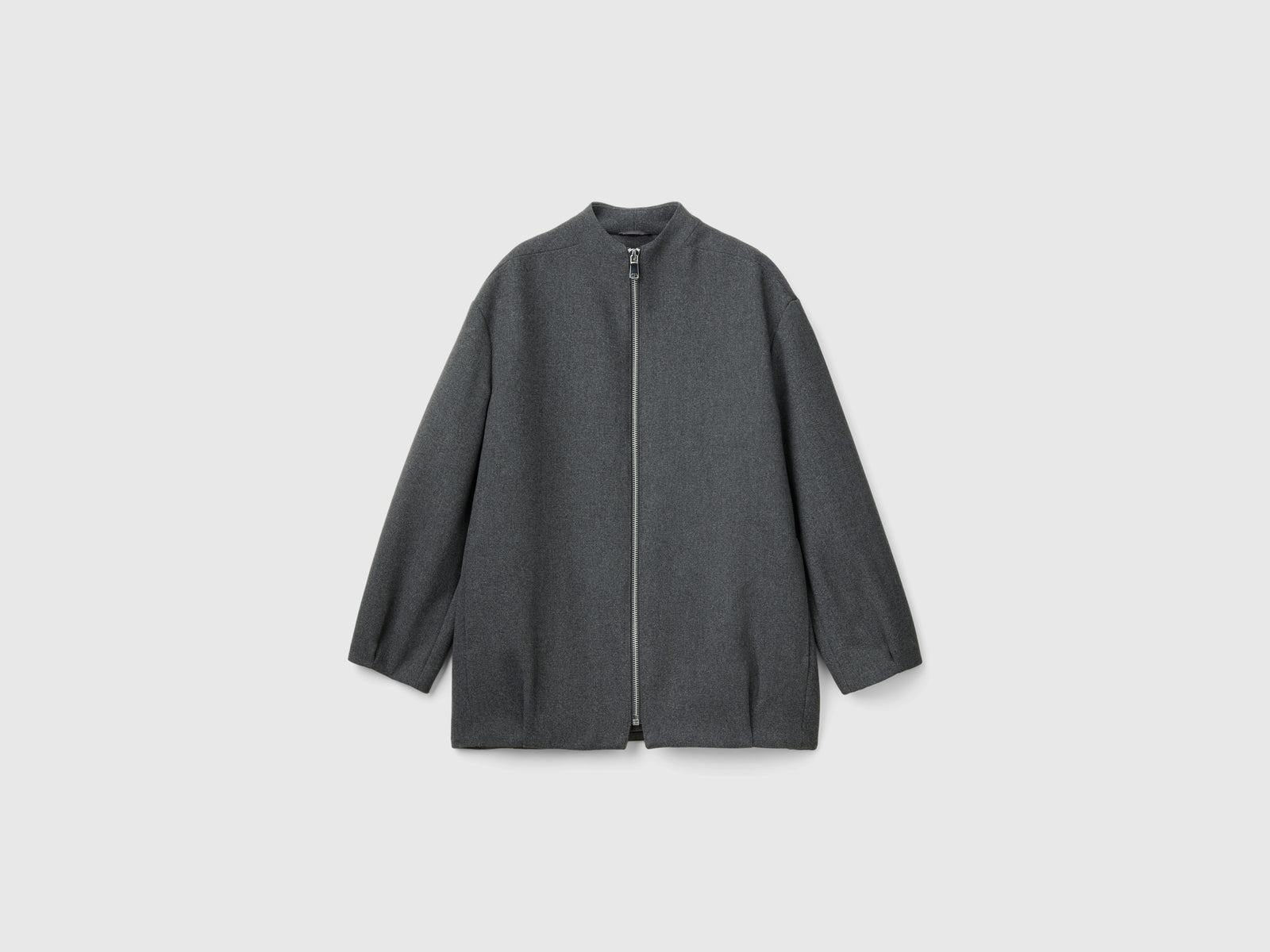 Cappotto bomber in misto lana da donna grigio scuro | Benetton Outlet