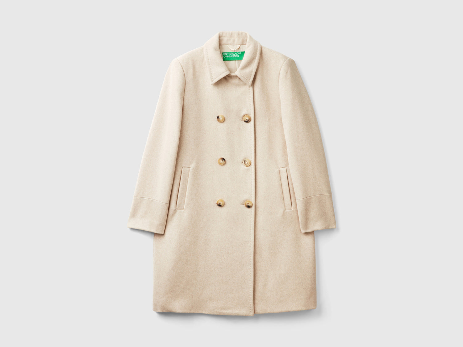 Cappotto corto in misto lana da donna beige | Benetton Outlet