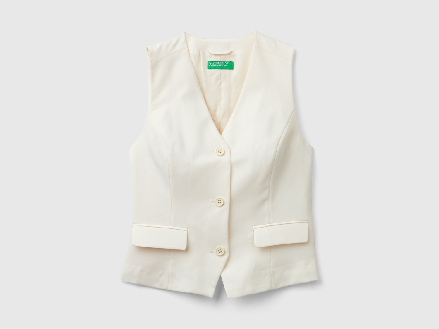 Gilet in misto viscosa stretch da donna bianco panna | Benetton Outlet