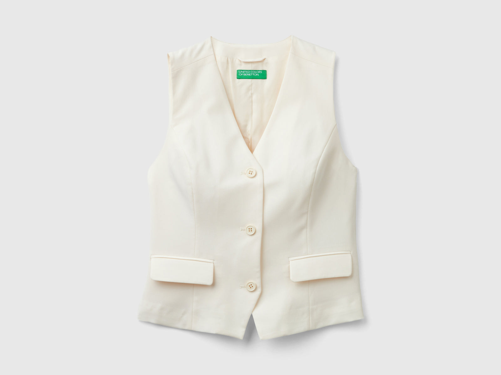 Gilet in misto viscosa stretch da donna bianco panna | Benetton Outlet