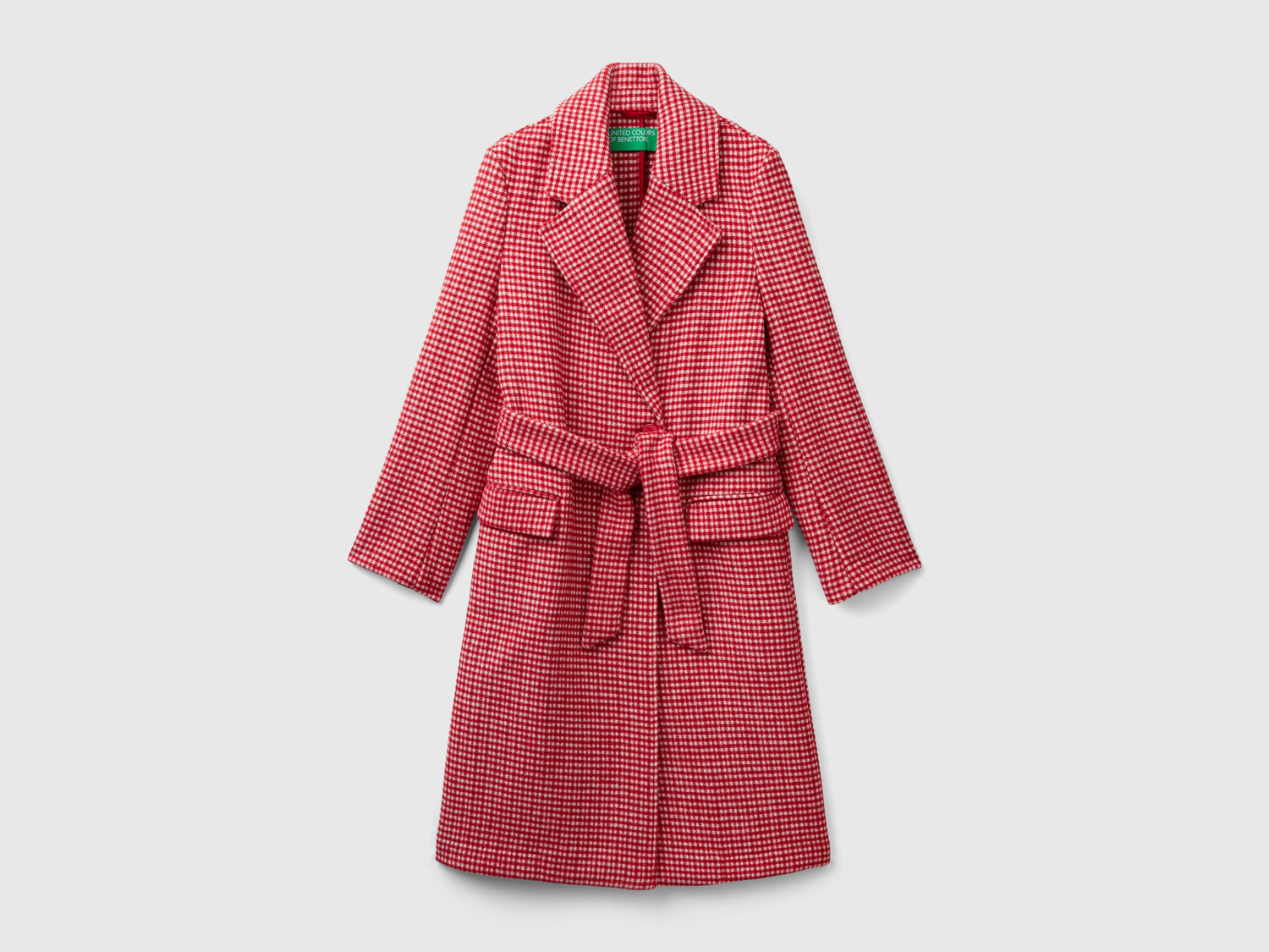 Cappotto leggero pied de poule da donna rosso | Benetton Outlet