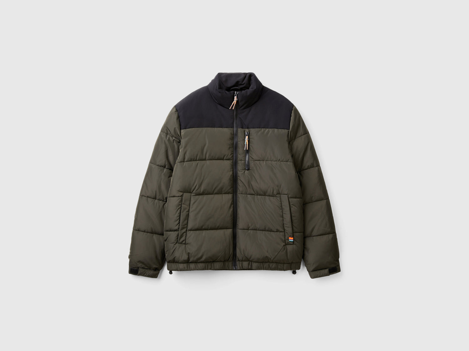 Piumino pesante color block da uomo verde scuro | Benetton Outlet