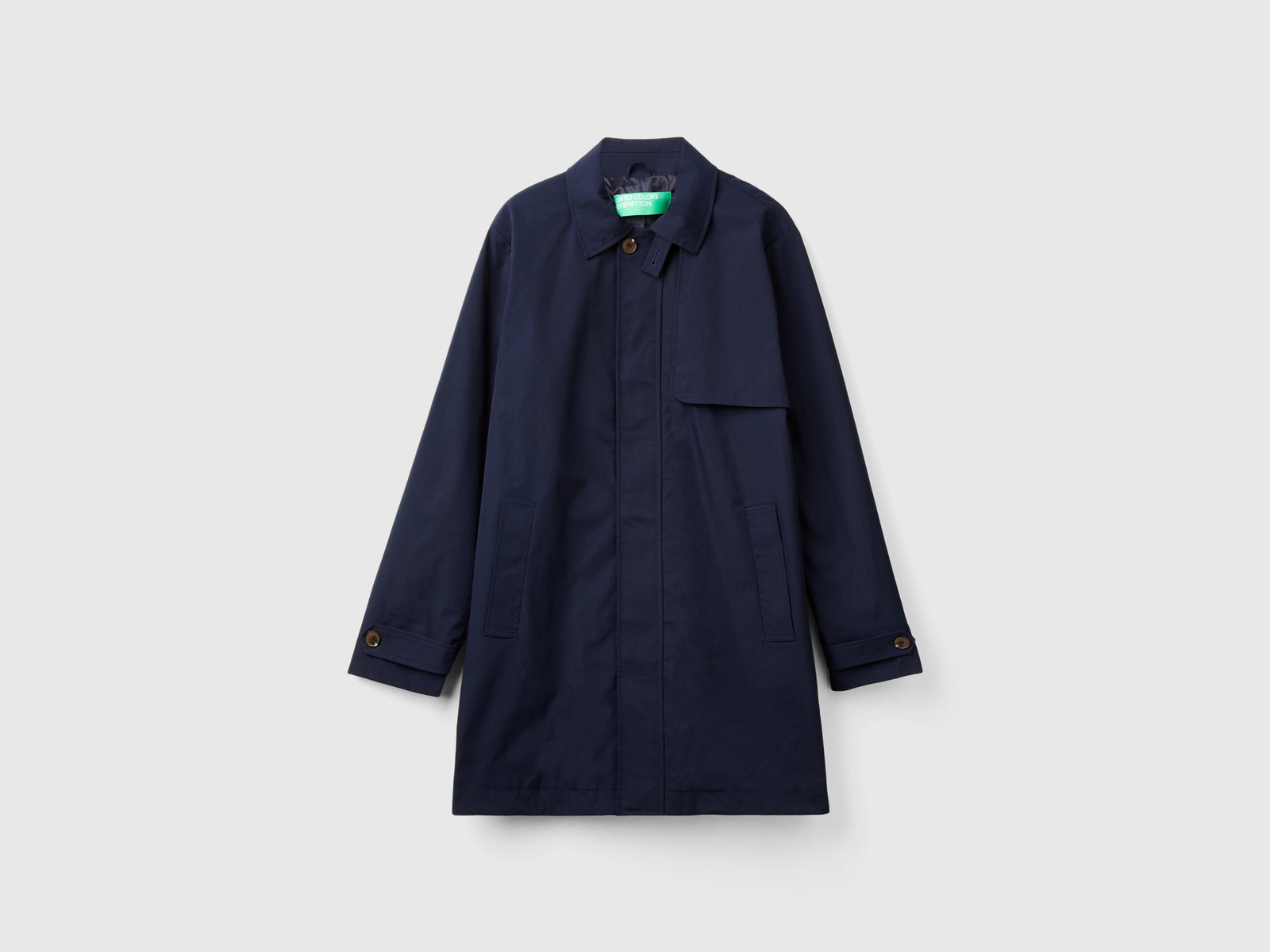 Abrigo forrado de un solo pecho da uomo blu scuro | Benetton Outlet
