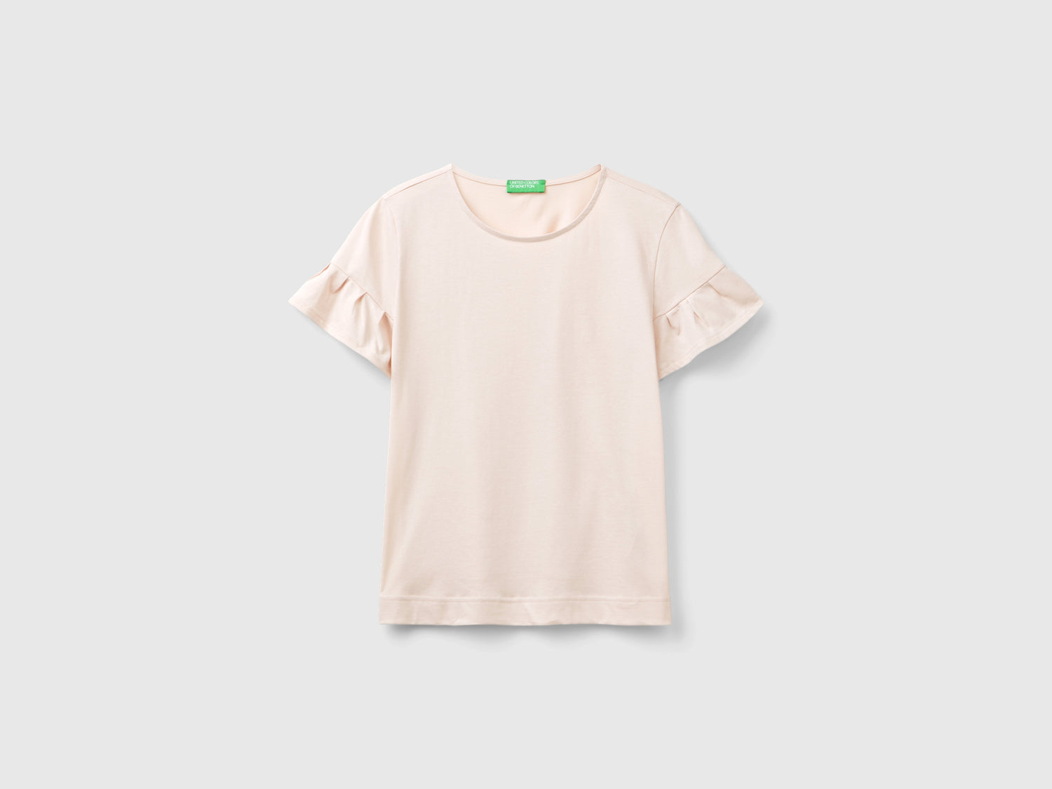 T-shirt con manica rouches da donna rosa tenue | Benetton Outlet