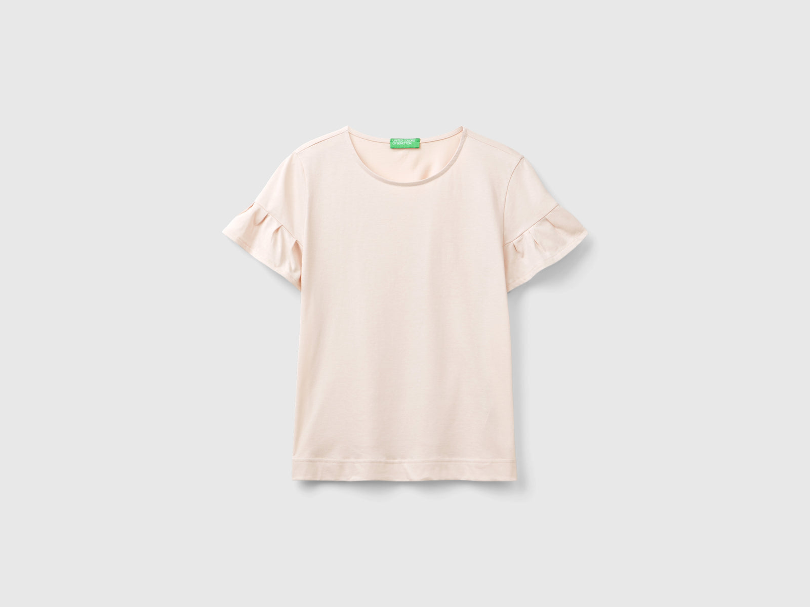T-shirt con manica rouches da donna rosa tenue | Benetton Outlet
