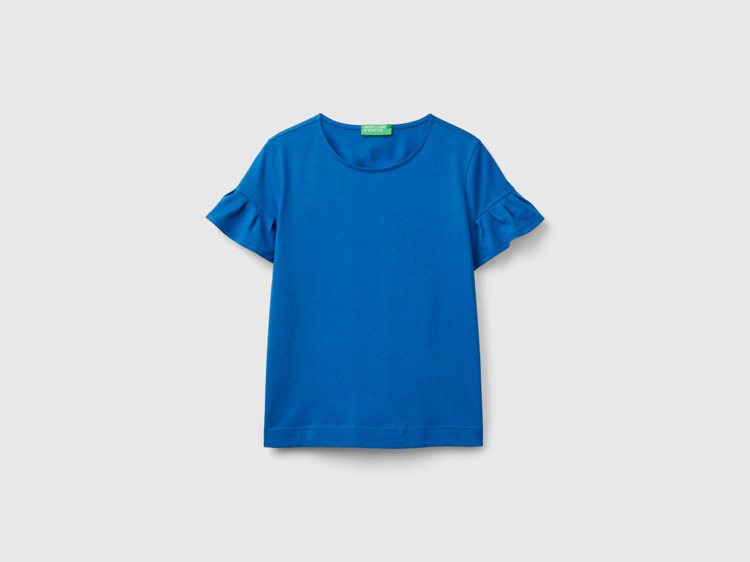 T-shirt con manica rouches da donna avio | Benetton Outlet