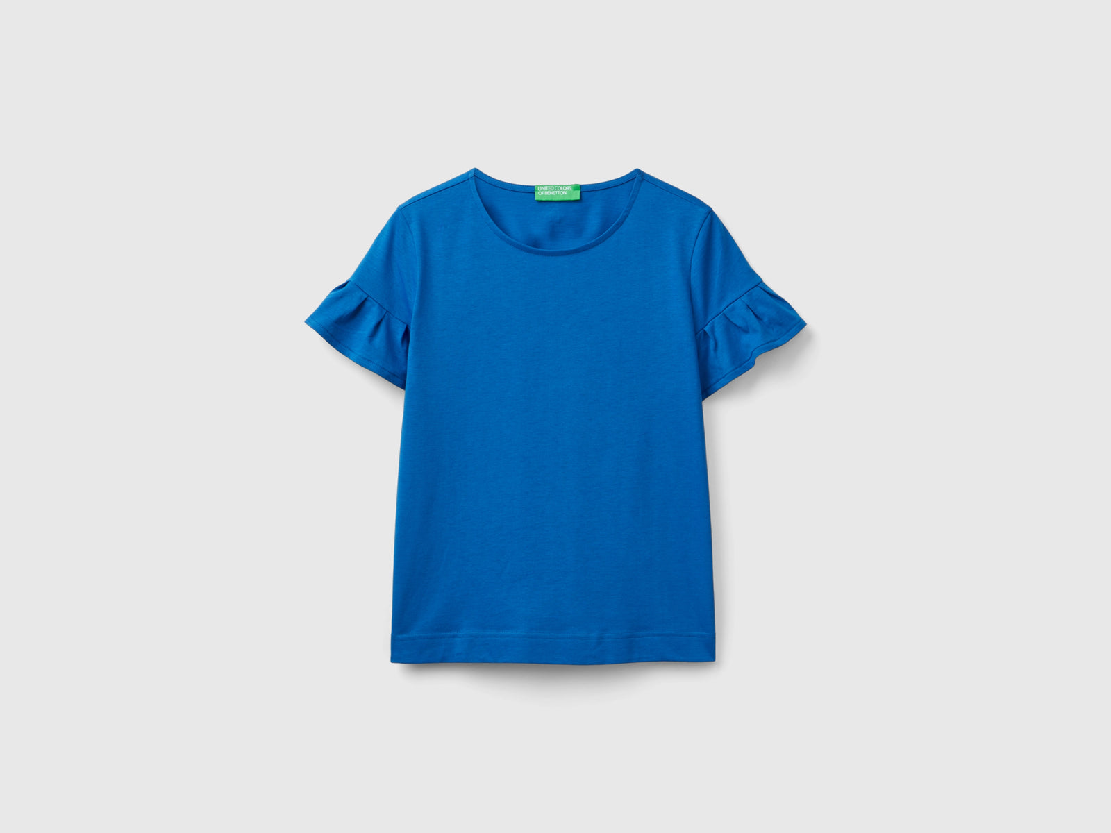 T-shirt con manica rouches da donna avio | Benetton Outlet