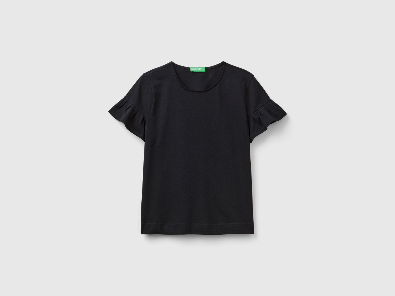 T-shirt con manica rouches da donna nero | Benetton Outlet