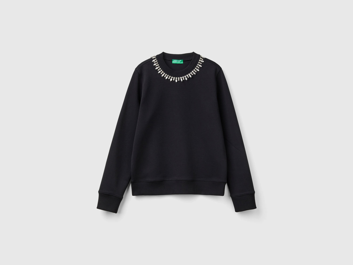 Sweatshirt with jewel-effect applications da donna nero | Benetton Outlet