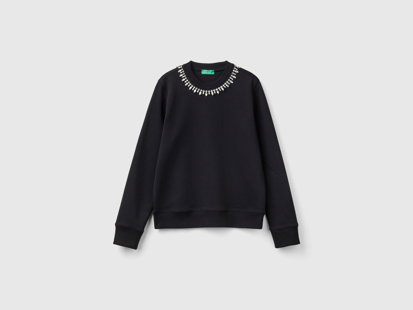 Sweatshirt with jewel-effect applications da donna nero | Benetton Outlet