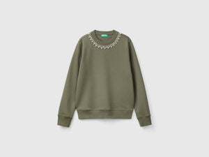 Sweatshirt with jewel-effect applications
