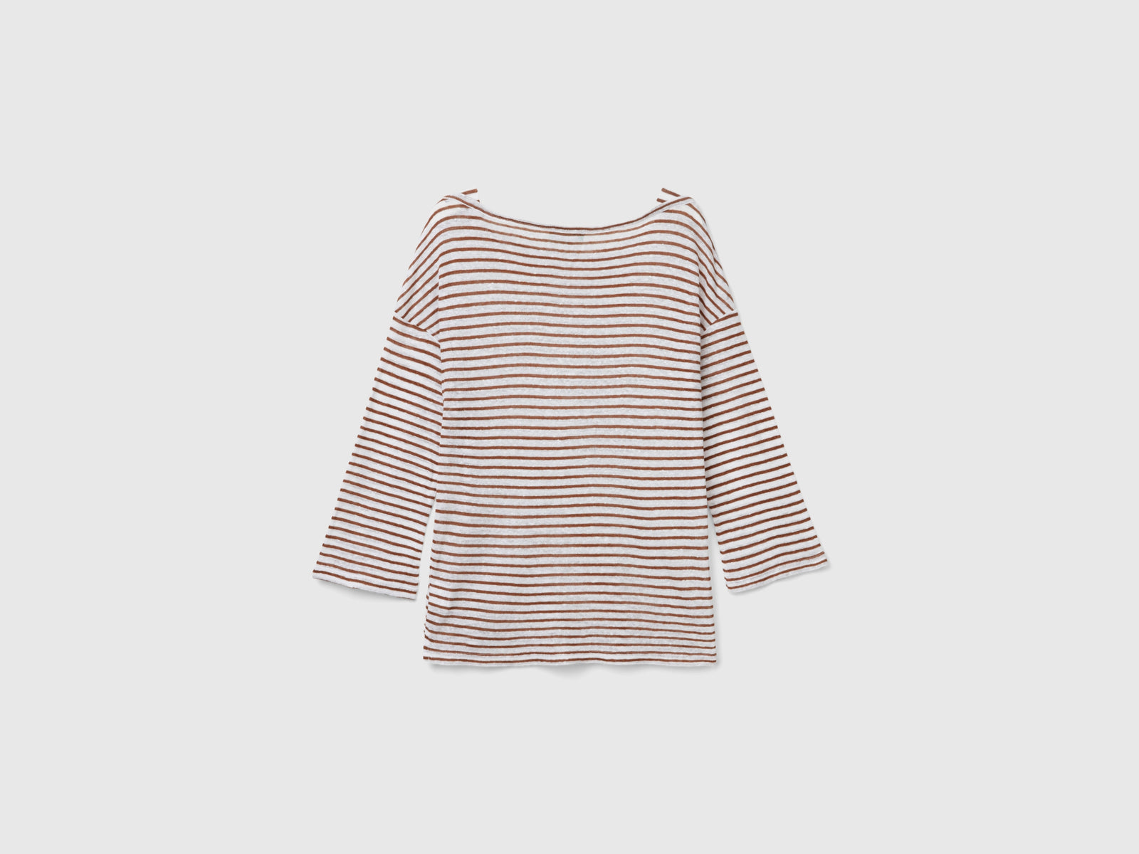T-shirt a righe con manica a 3/4 da donna marrone 2 | Benetton Outlet