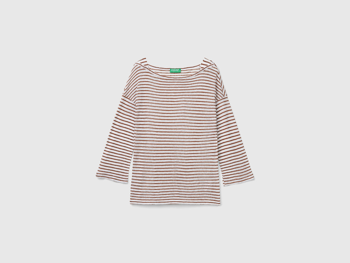 T-shirt a righe con manica a 3/4