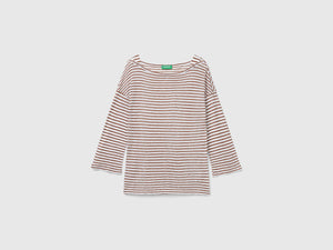 T-shirt a righe con manica a 3/4