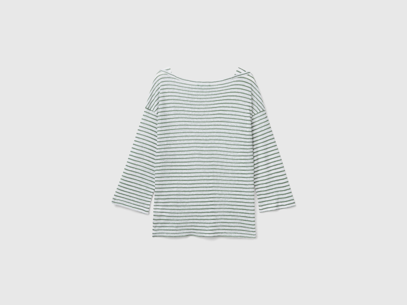 T-shirt a righe con manica a 3/4 da donna verde 2 | Benetton Outlet