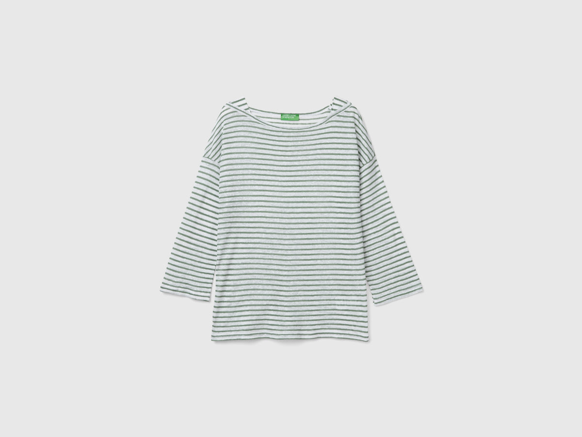 T-shirt a righe con manica a 3/4
