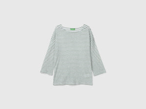 T-shirt a righe con manica a 3/4