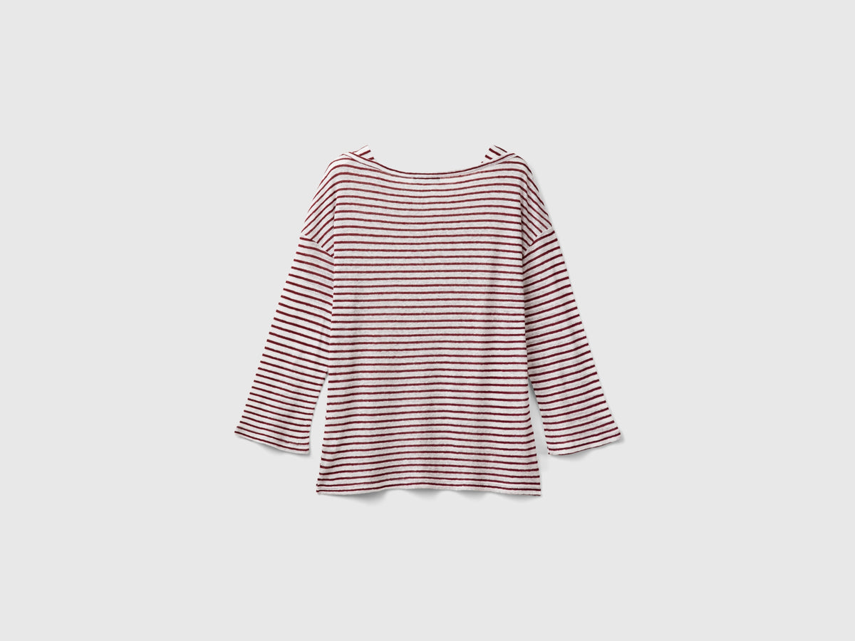 T-shirt a righe con manica a 3/4