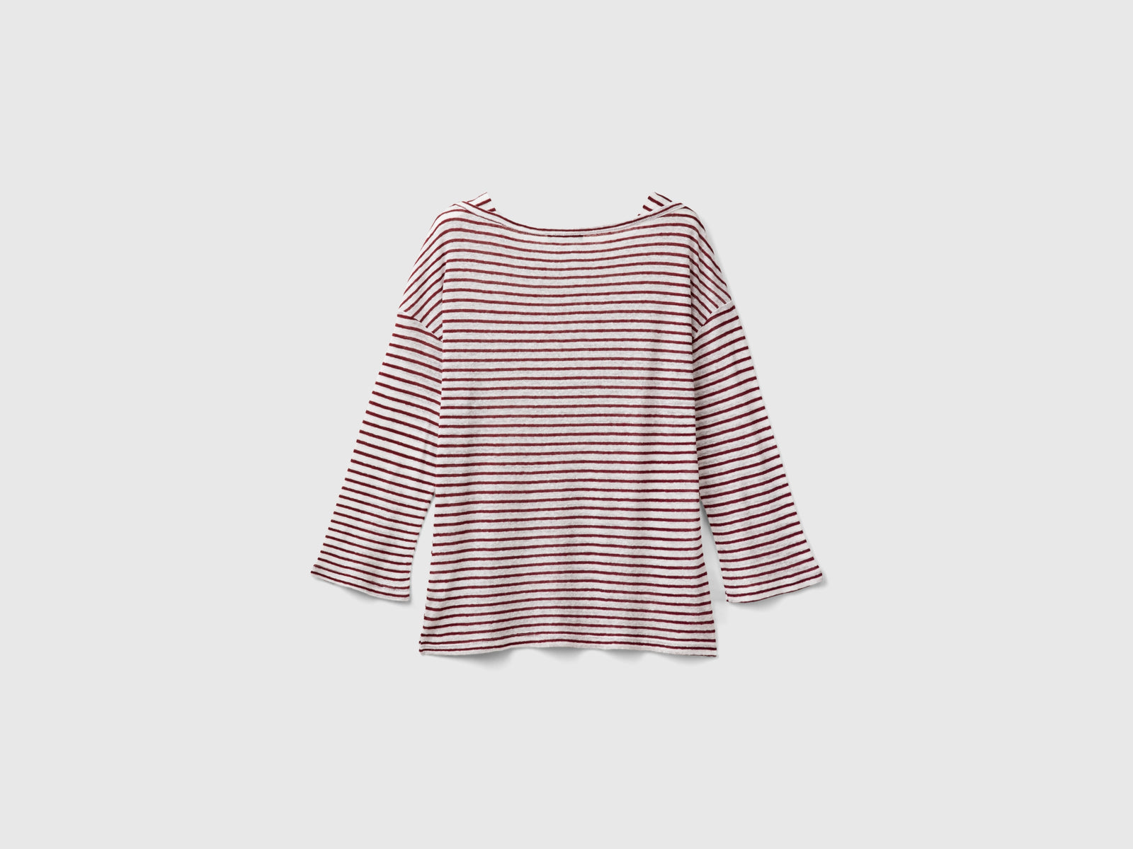 T-shirt a righe con manica a 3/4 da donna bordeaux 2 | Benetton Outlet