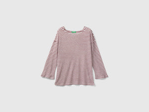 T-shirt a righe con manica a 3/4