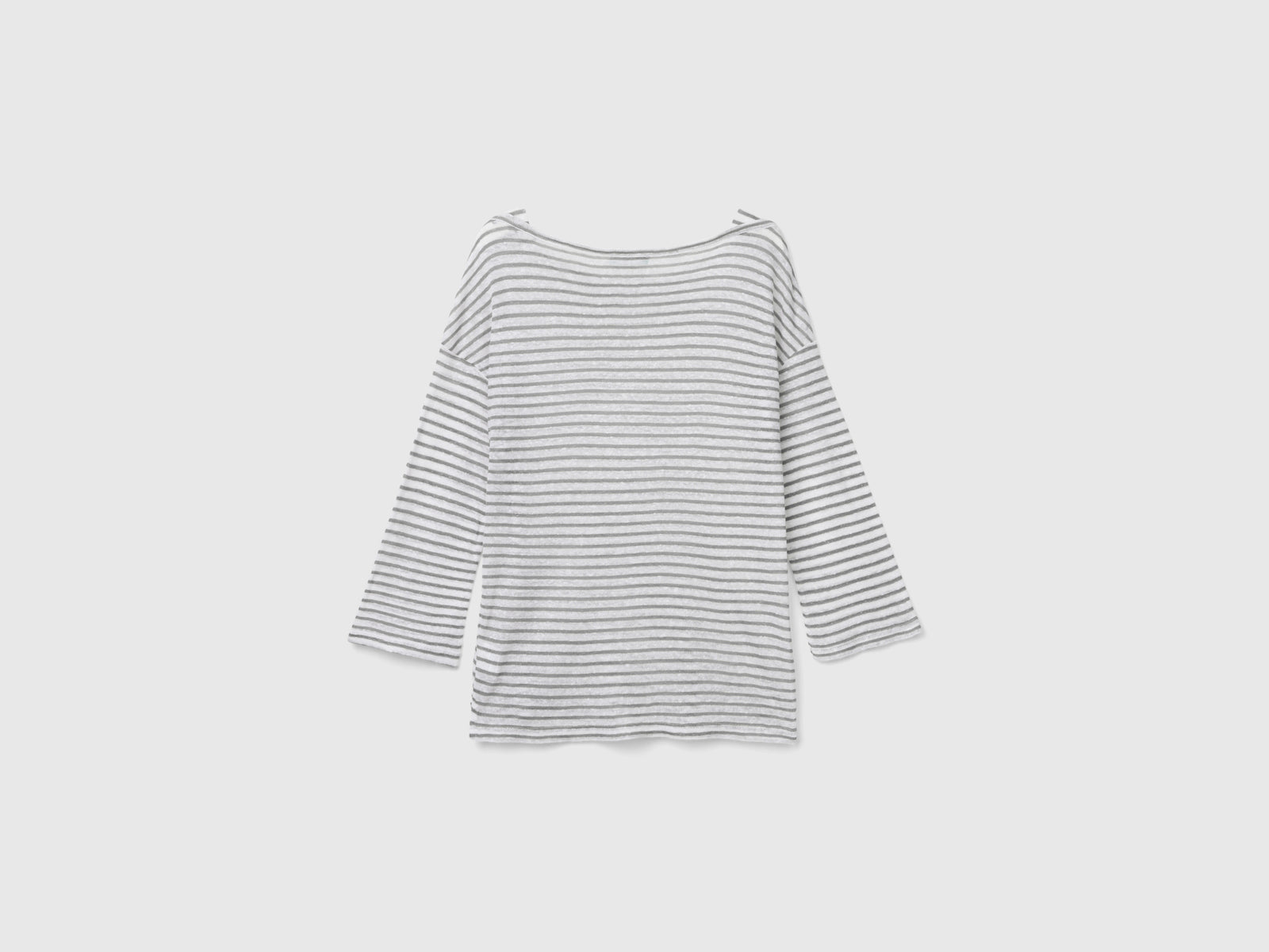 T-shirt a righe con manica a 3/4 da donna grigio 2 | Benetton Outlet