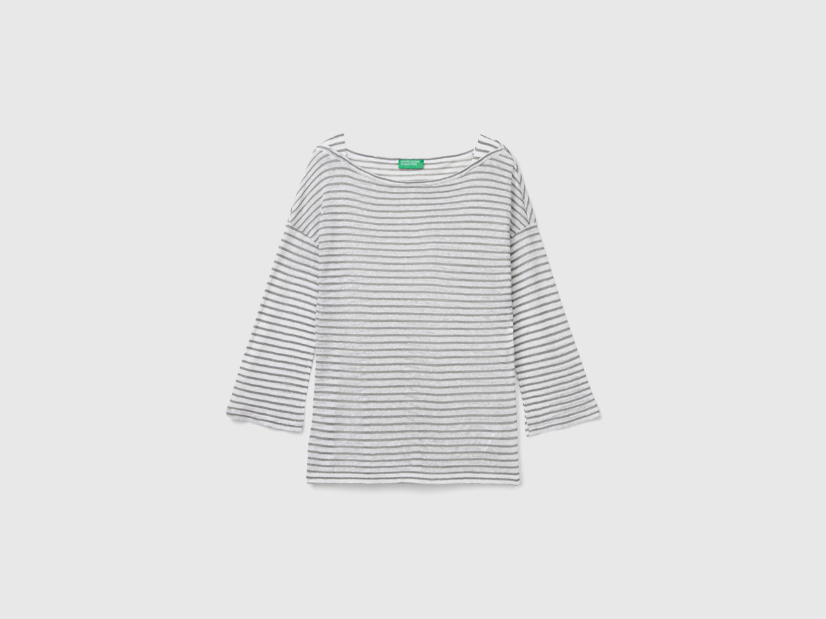 T-shirt a righe con manica a 3/4