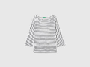 T-shirt a righe con manica a 3/4