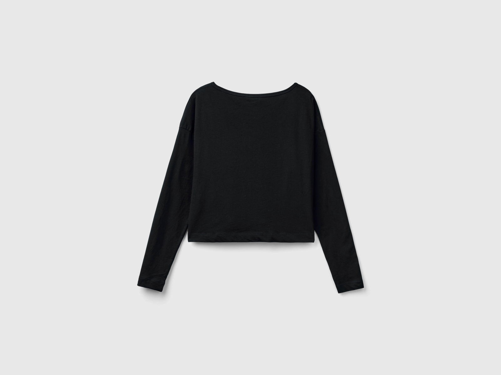 T-shirt in cotone a fibra lunga da donna nero 2 | Benetton Outlet