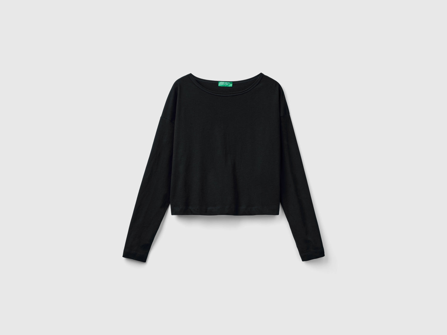 T-shirt in cotone a fibra lunga da donna nero | Benetton Outlet