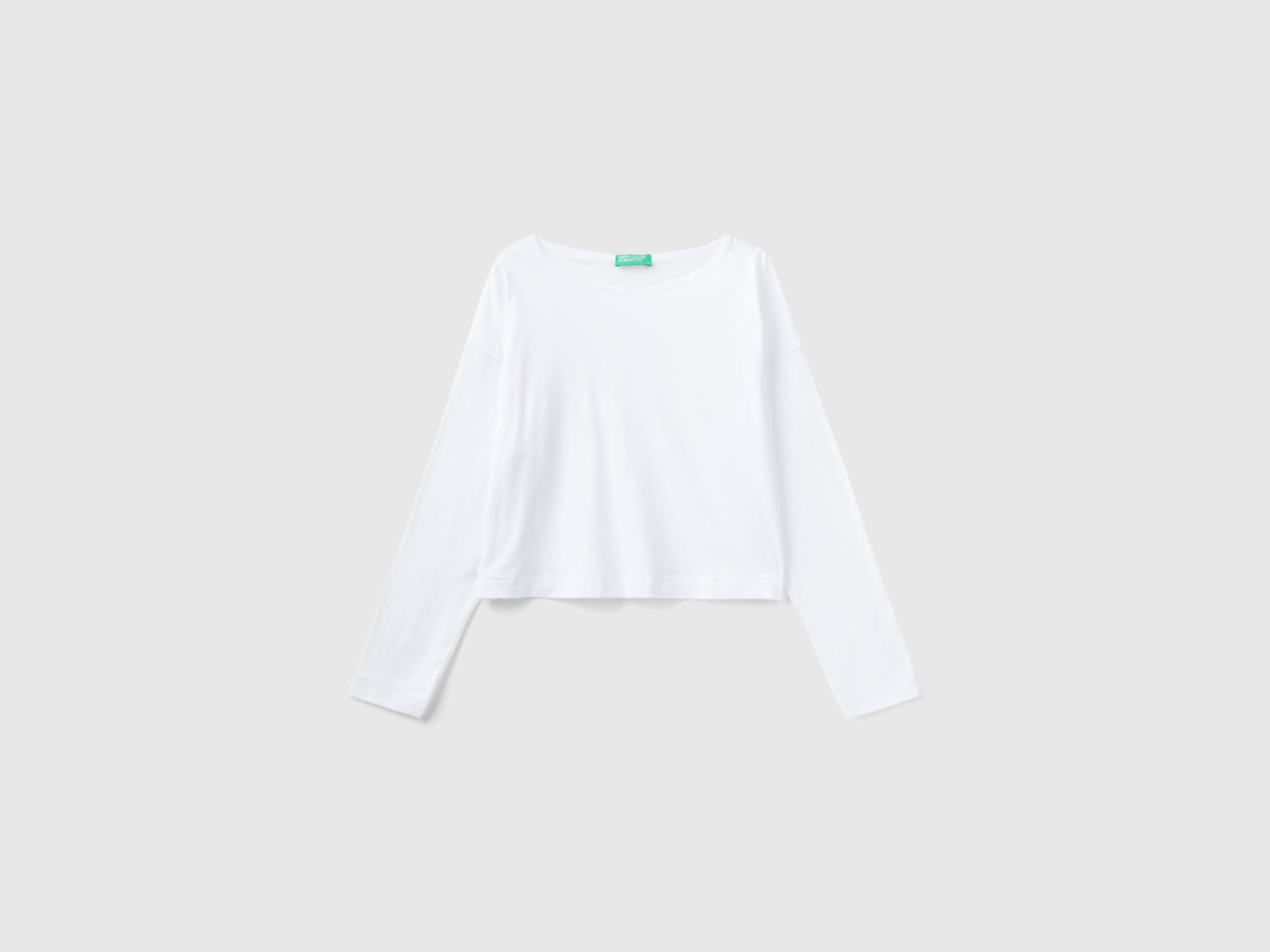 T-shirt in cotone a fibra lunga da donna bianco | Benetton Outlet