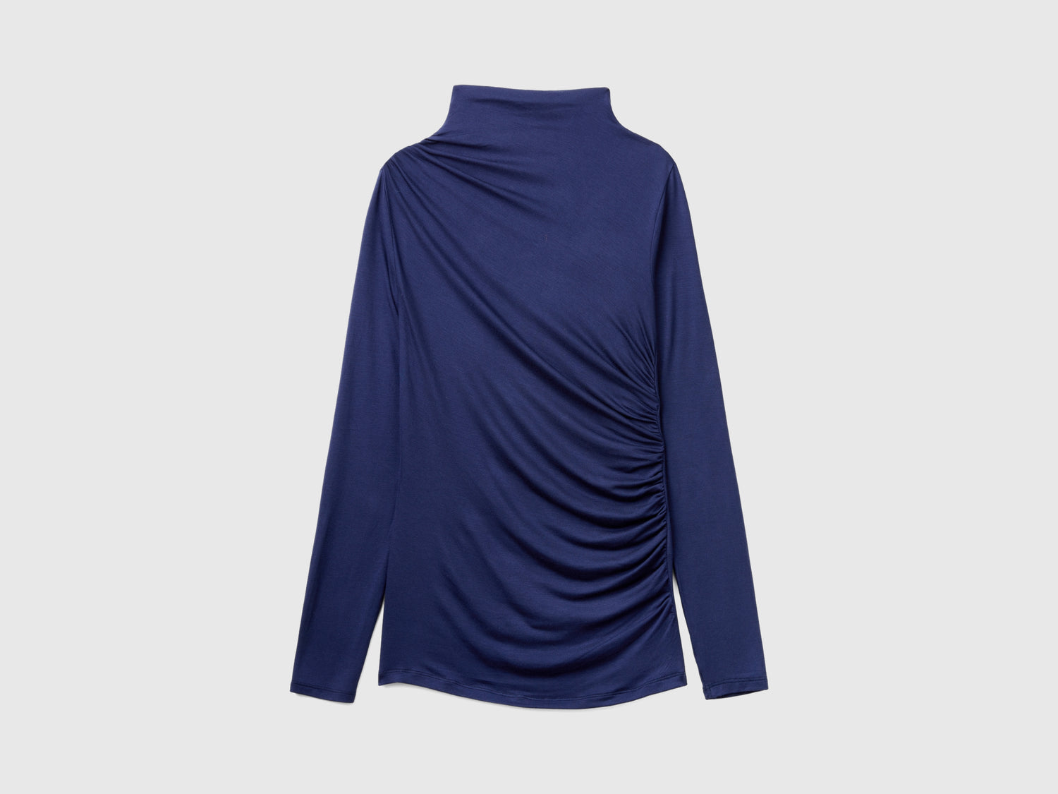 Maglietta slim fit in Modal stretch da donna blu scuro | Benetton Outlet