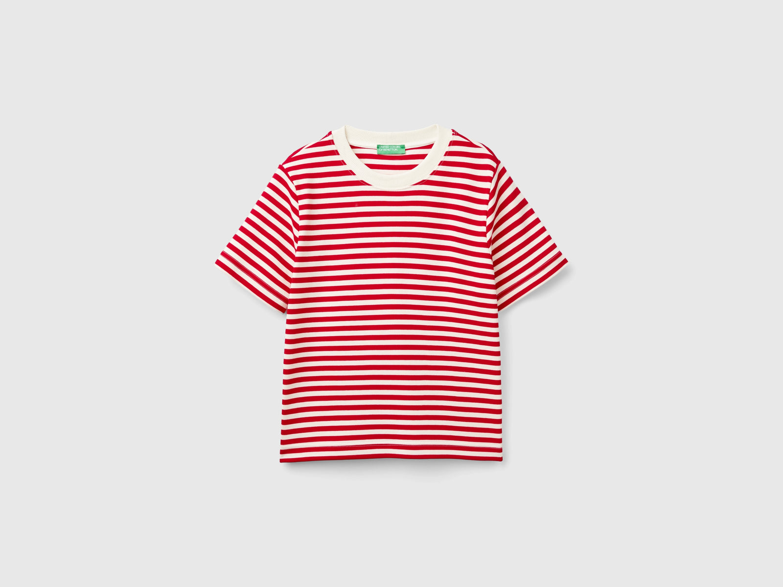 Maglietta a righe in caldo cotone da donna rosso | Benetton Outlet