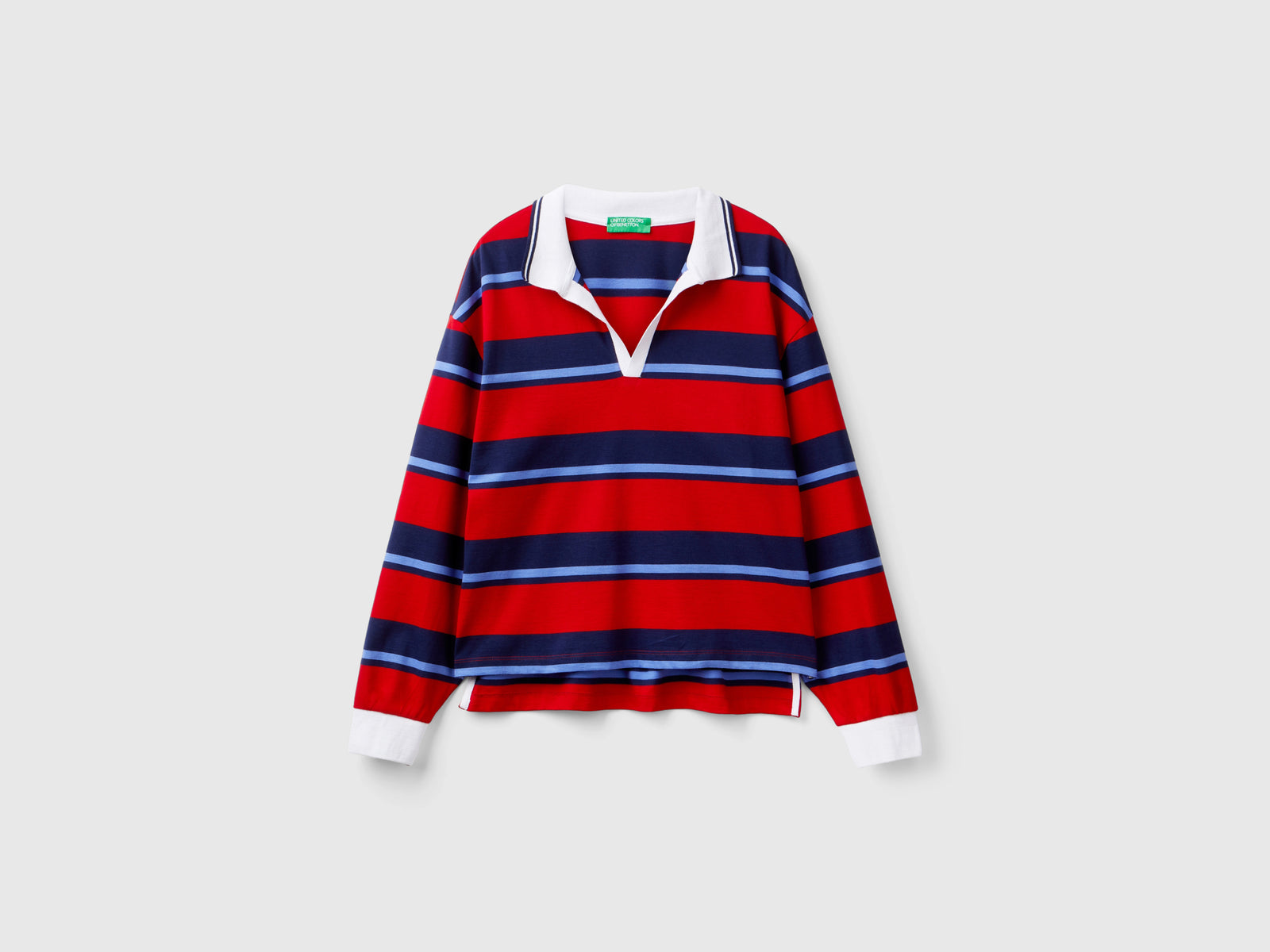 Polo a righe in puro cotone da donna multi-color | Benetton Outlet