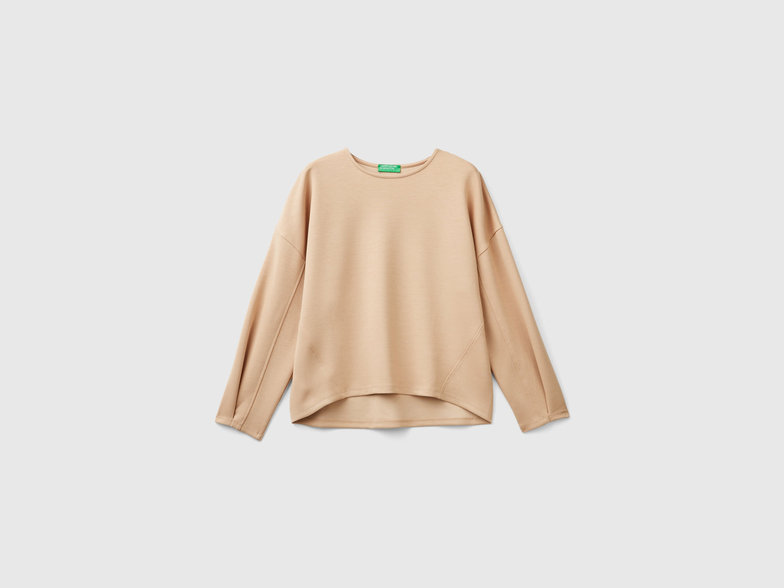 Lightweight sweatshirt in cotton and modal blend da donna beige | Benetton Outlet