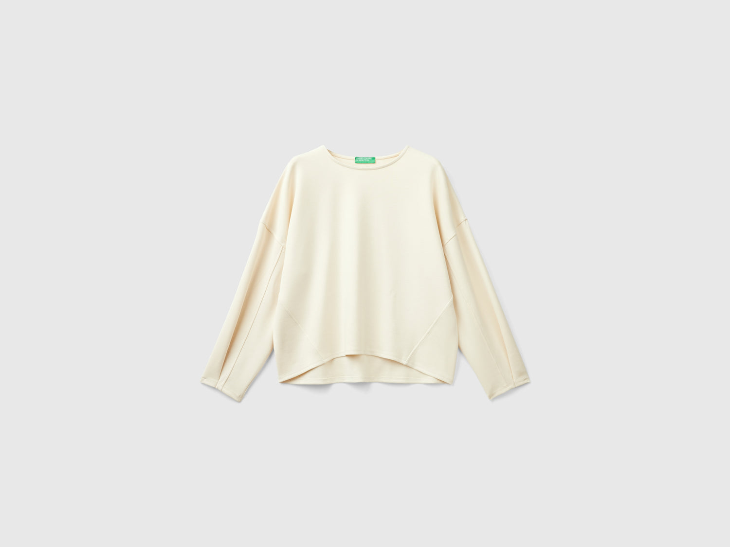 Lightweight sweatshirt in cotton and modal blend da donna bianco panna | Benetton Outlet