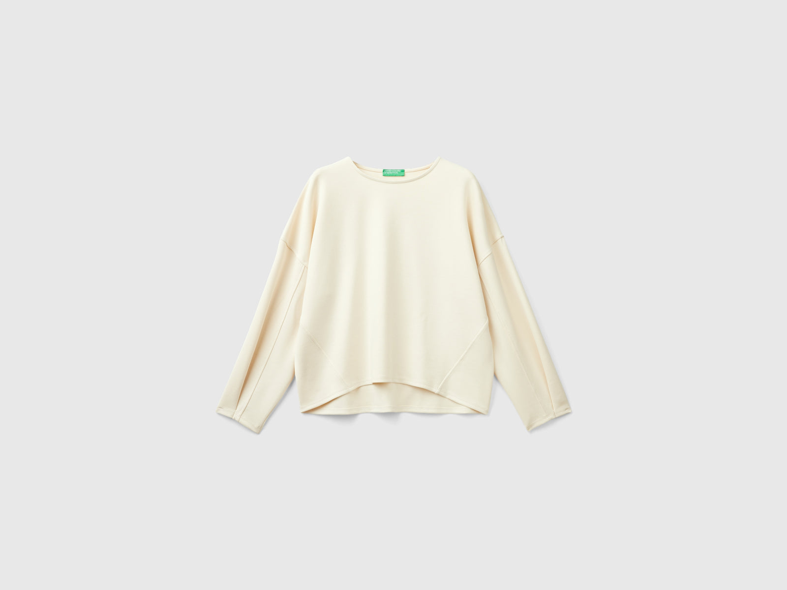Lightweight sweatshirt in cotton and modal blend da donna bianco panna | Benetton Outlet