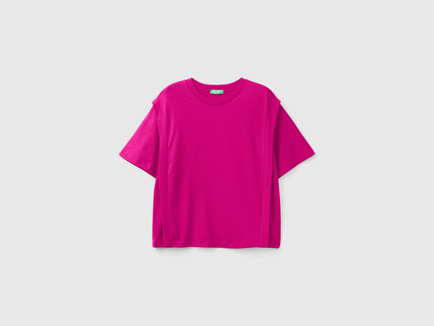 T-shirt regular fit con pieghe da donna ciclamino | Benetton Outlet