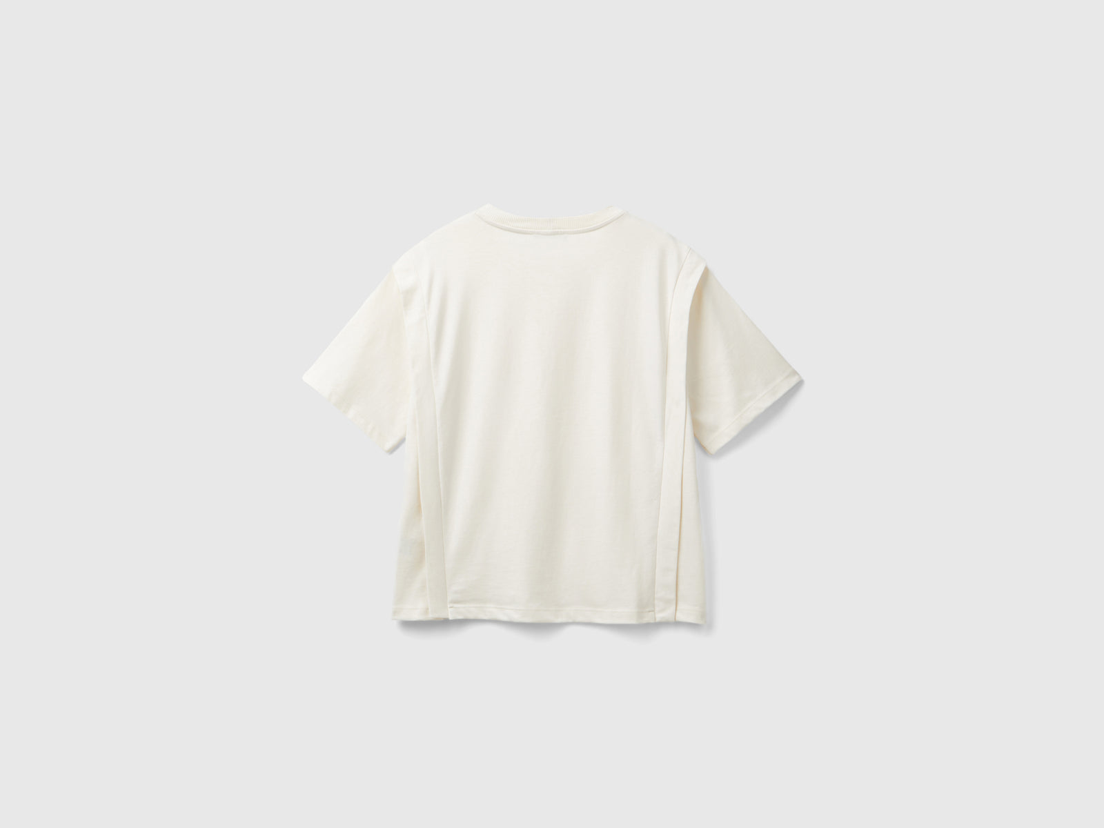 Regular fit T-shirt with pleats da donna bianco panna 2 | Benetton Outlet