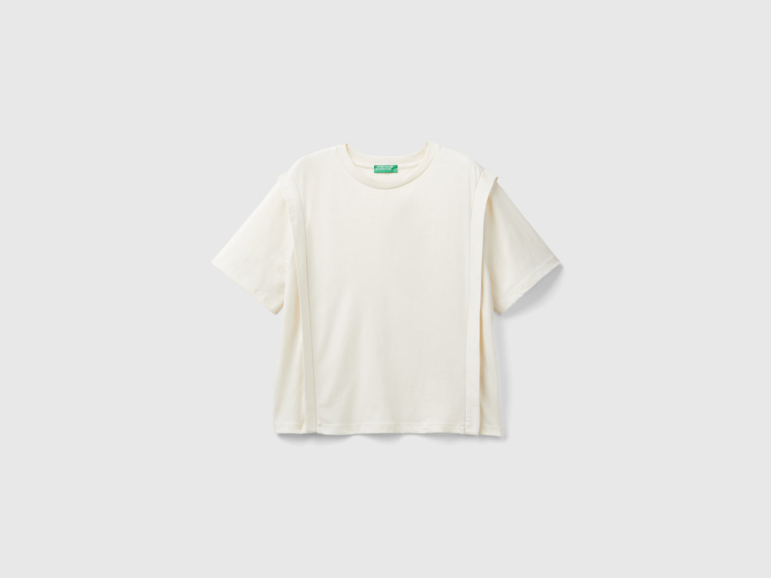 T-shirt regular fit con pieghe da donna bianco panna | Benetton Outlet