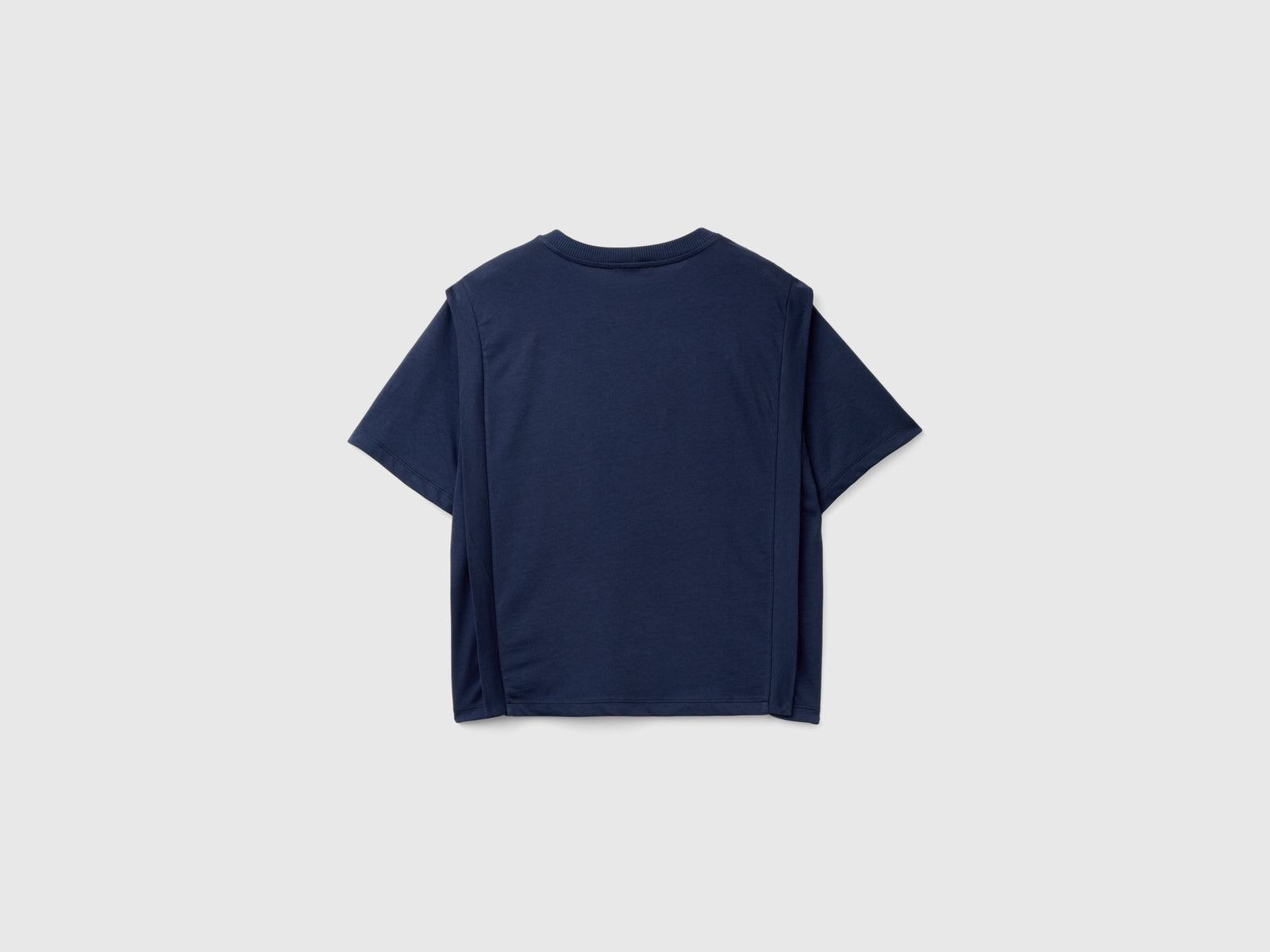 Camiseta de corte regular con pliegues da donna blu scuro 2 | Benetton Outlet
