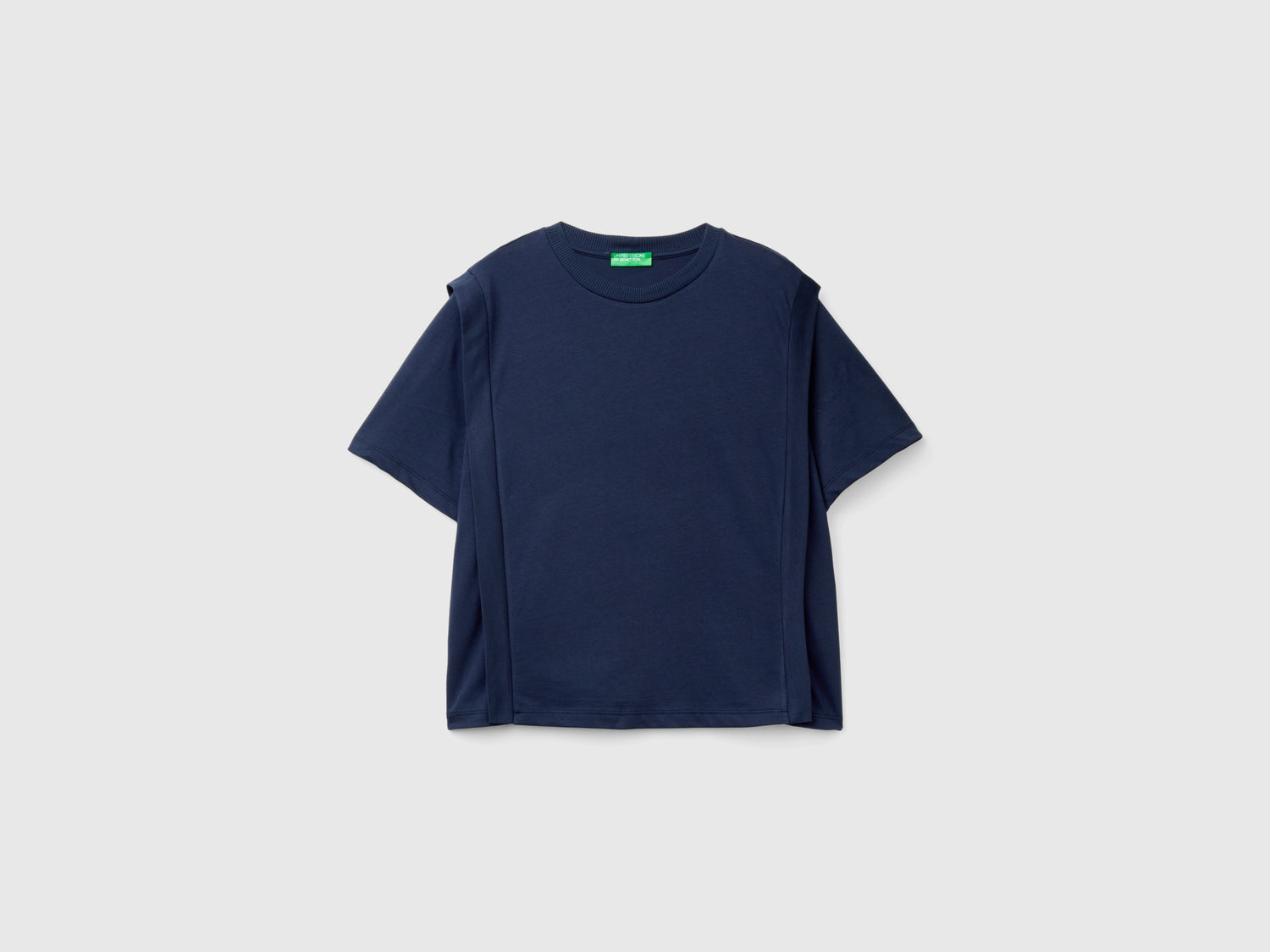 T-shirt regular fit con pieghe da donna blu scuro | Benetton Outlet