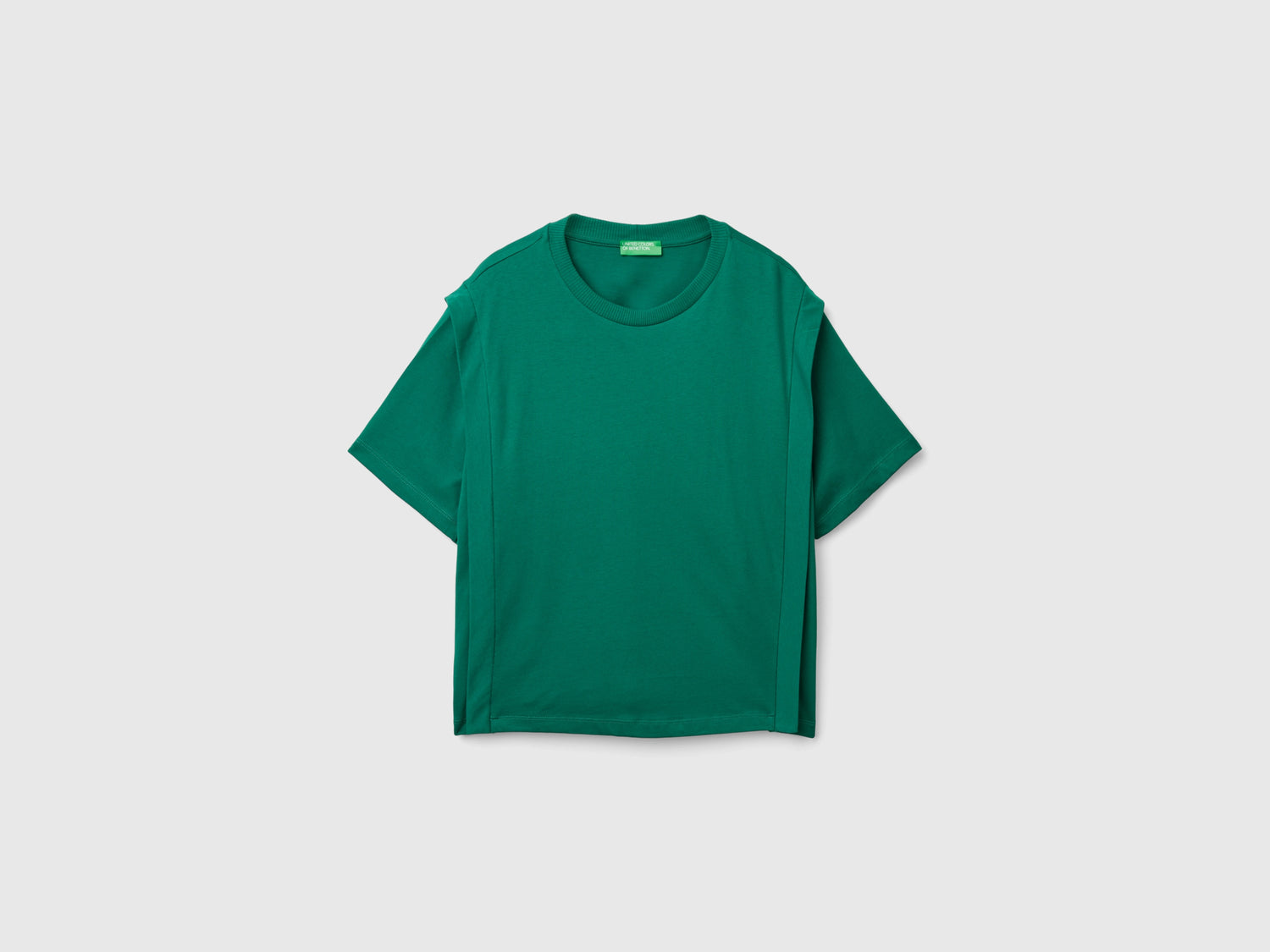 T-shirt regular fit con pieghe da donna verde scuro | Benetton Outlet