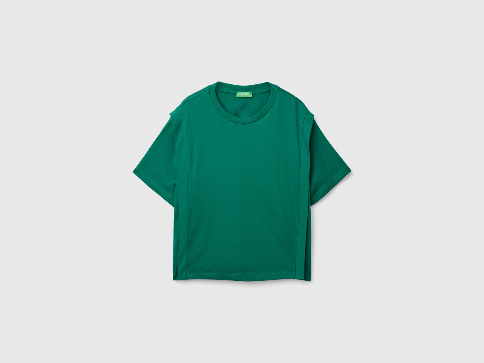 T-shirt regular fit con pieghe da donna verde scuro | Benetton Outlet