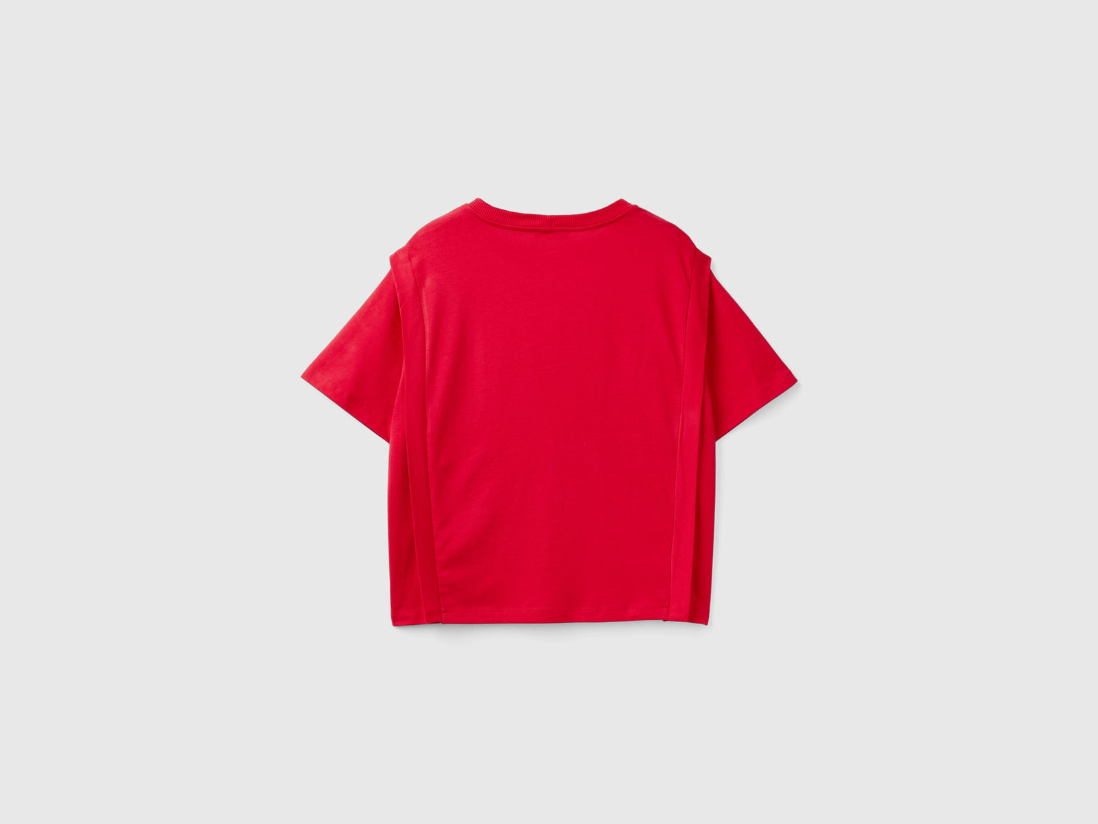 Regular fit T-shirt with pleats da donna rosso 2 | Benetton Outlet
