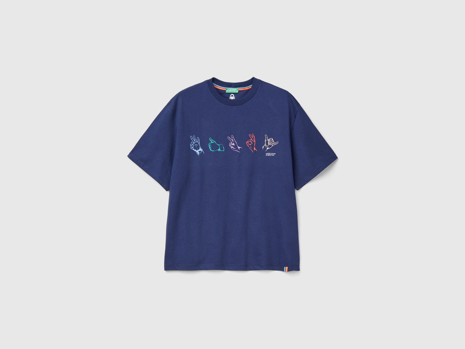 Maglietta over fit in puro cotone da uomo blu scuro | Benetton Outlet