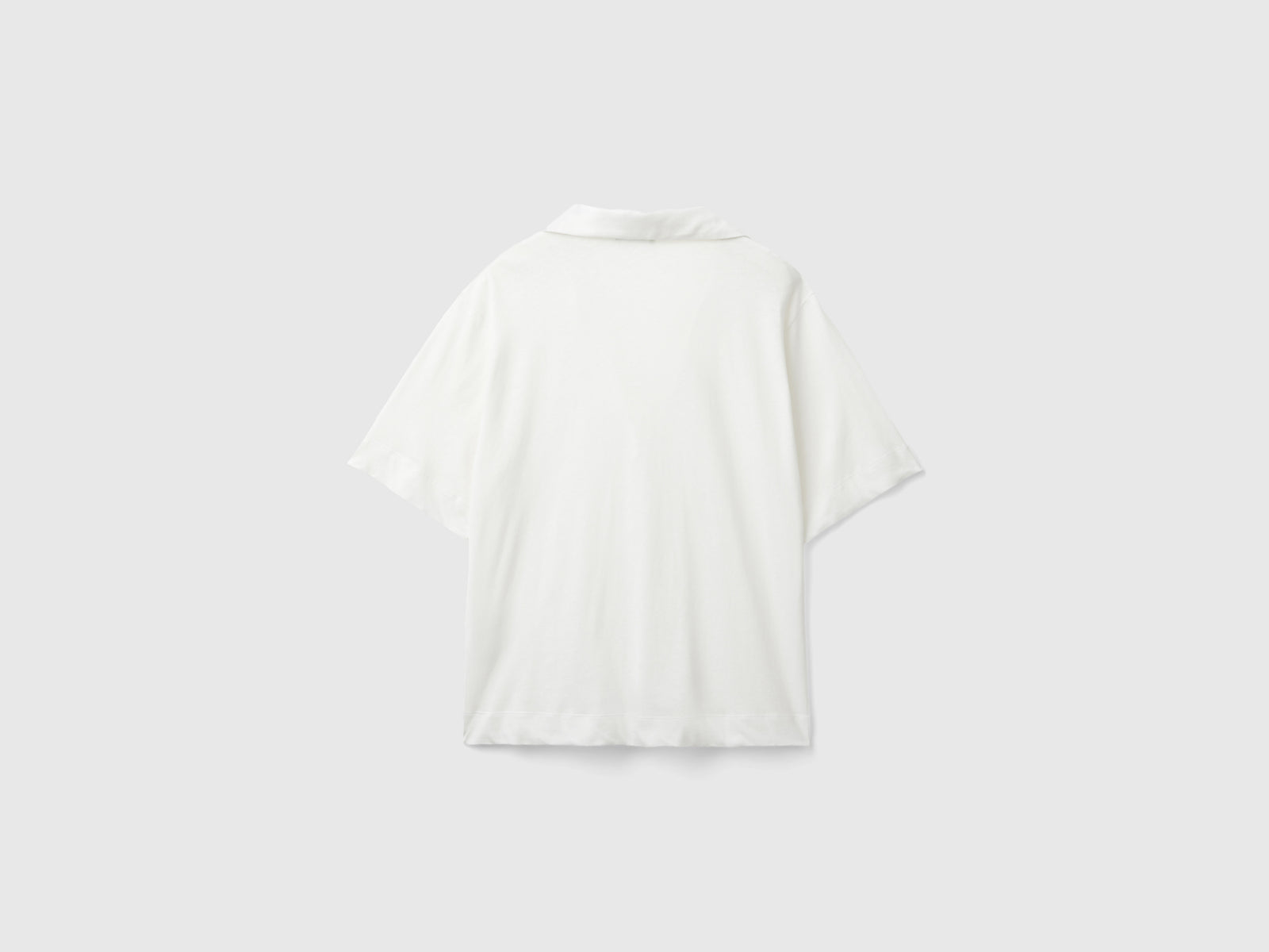 Polo in misto cotone e lino da donna bianco panna 2 | Benetton Outlet