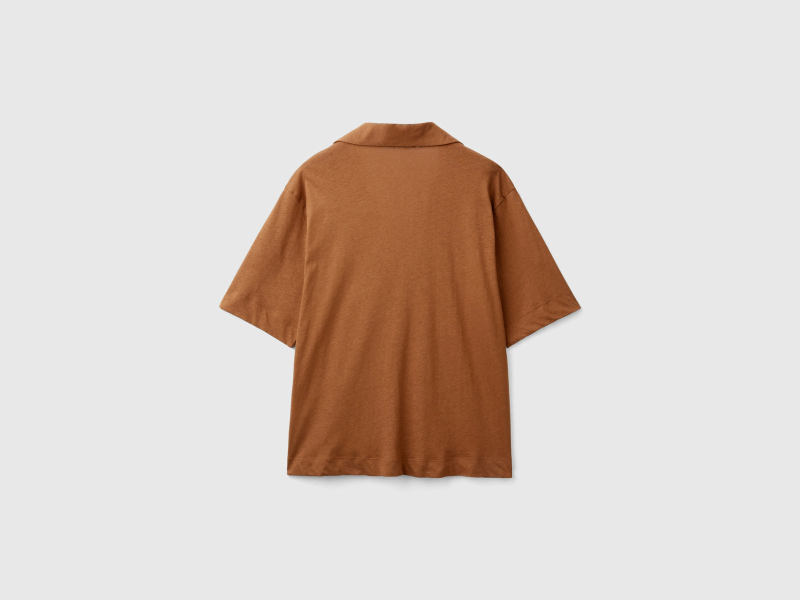 Polo in misto cotone e lino da donna marrone 2 | Benetton Outlet