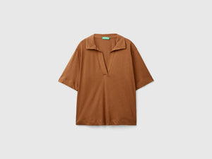 Polo in misto cotone e lino