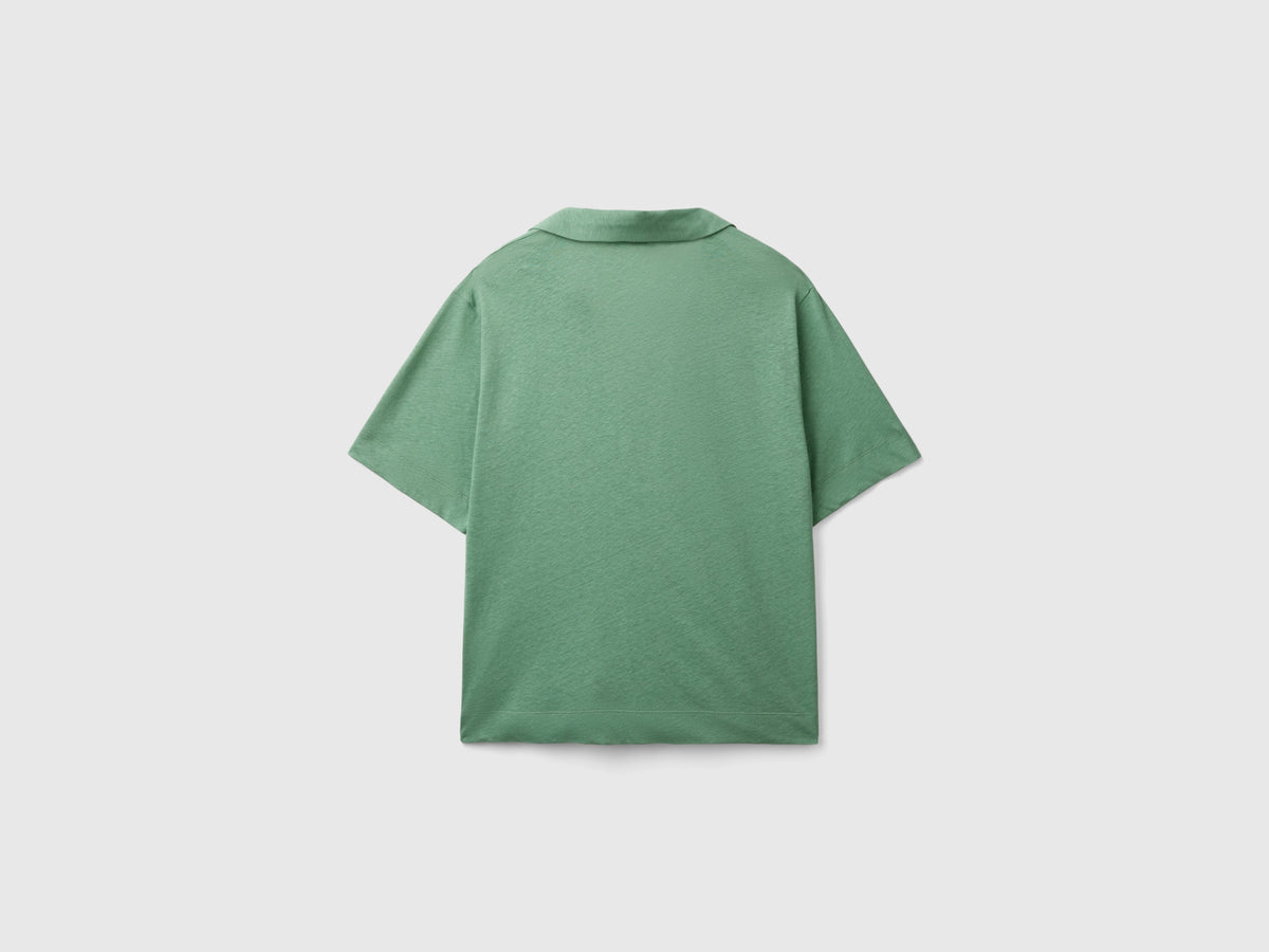 Polo in misto cotone e lino